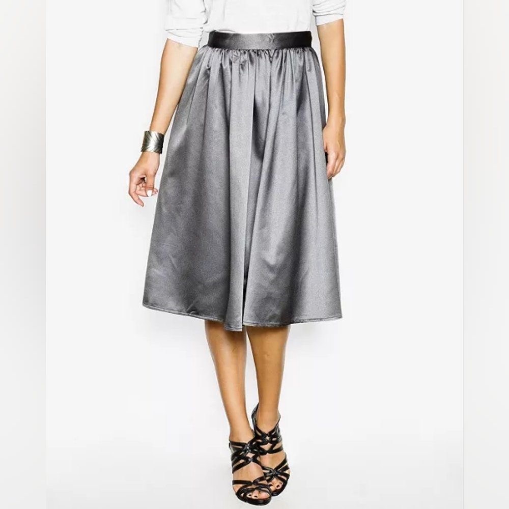 Pink Martini Shimmering Silver Midi Skirt